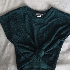 Macra Teal Textured Short Sleeve Top